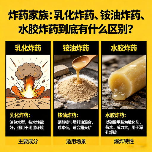 花都炸药家族：乳化炸药、铵油炸药、水胶炸药到底有什么区别？